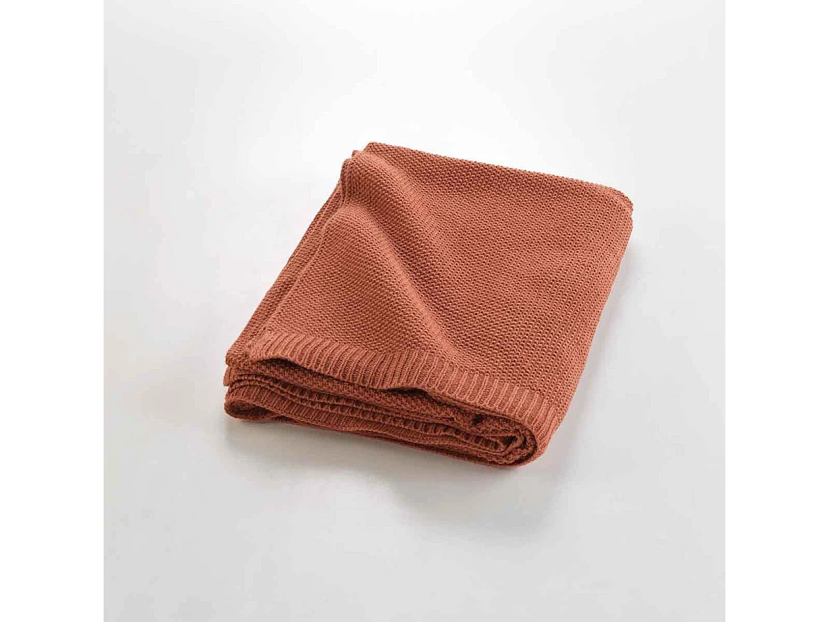 Plaid Déco Uni "Tricotine" 125x150cm Terracotta