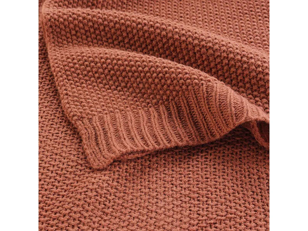 Plaid Déco Uni "Tricotine" 125x150cm Terracotta