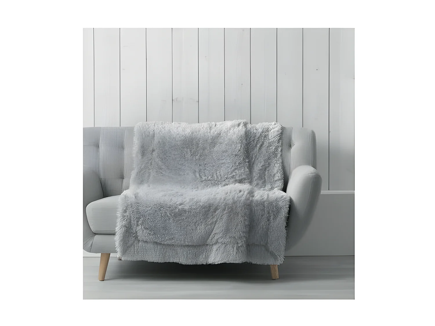 Plaid Imitation Fourrure Uni "Marilou" 125x150cm Gris