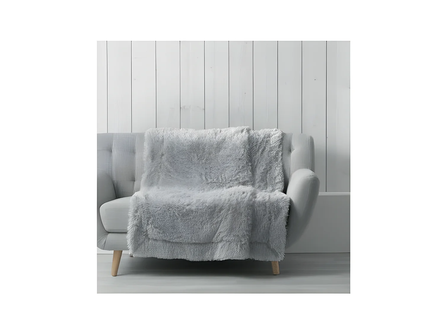 Plaid imitation fourrure - Marilou - 125 x 150 cm - Gris