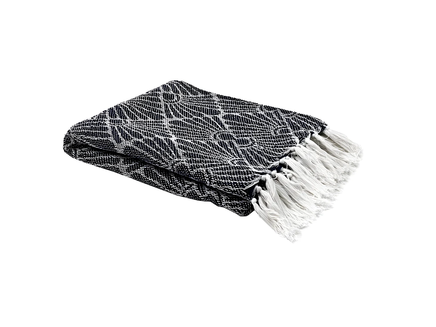 Plaid Jacquard Géométrique "Nema" 125x150cm Bleu Marine