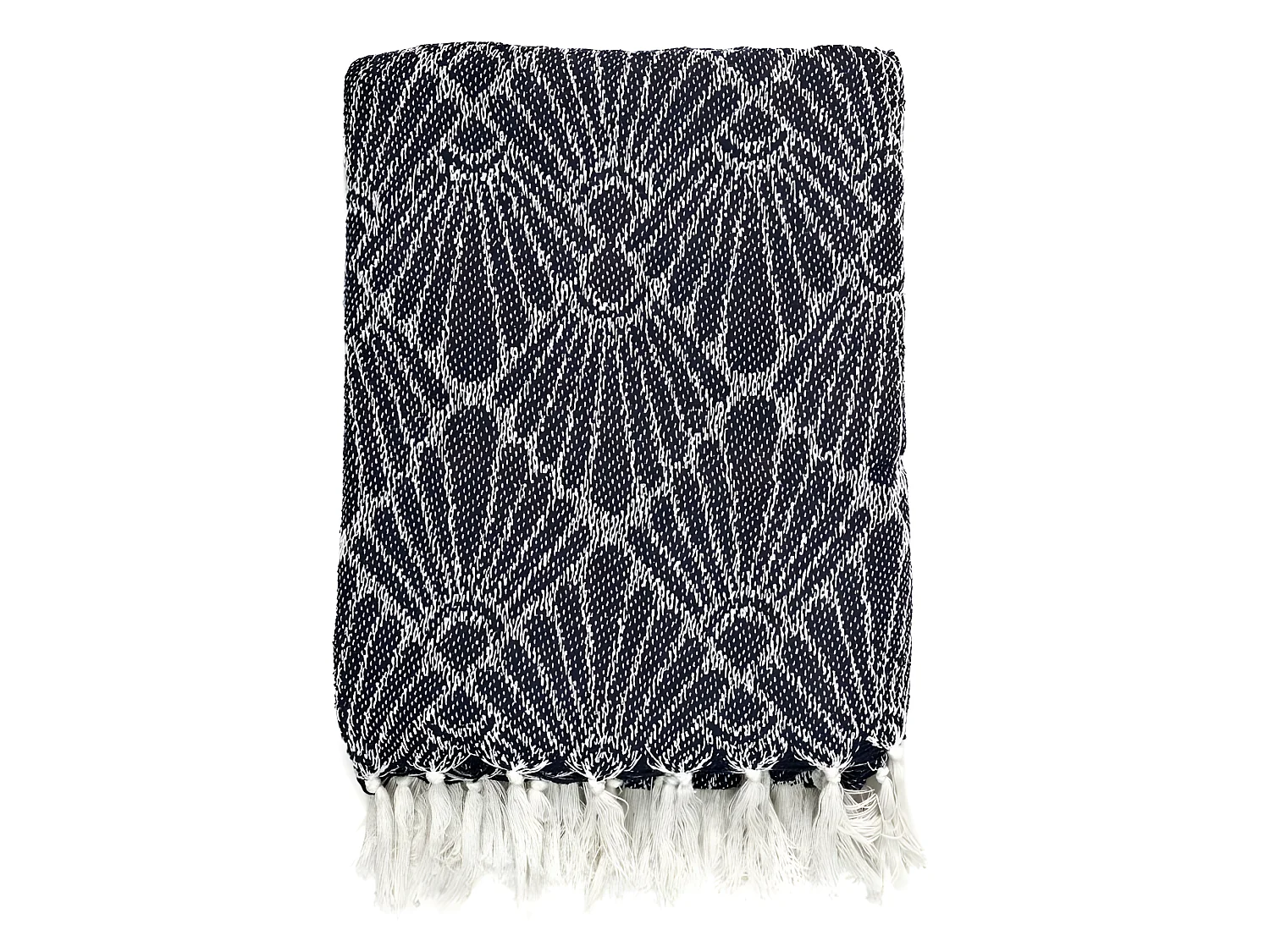 Plaid Jacquard Géométrique "Nema" 125x150cm Bleu Marine