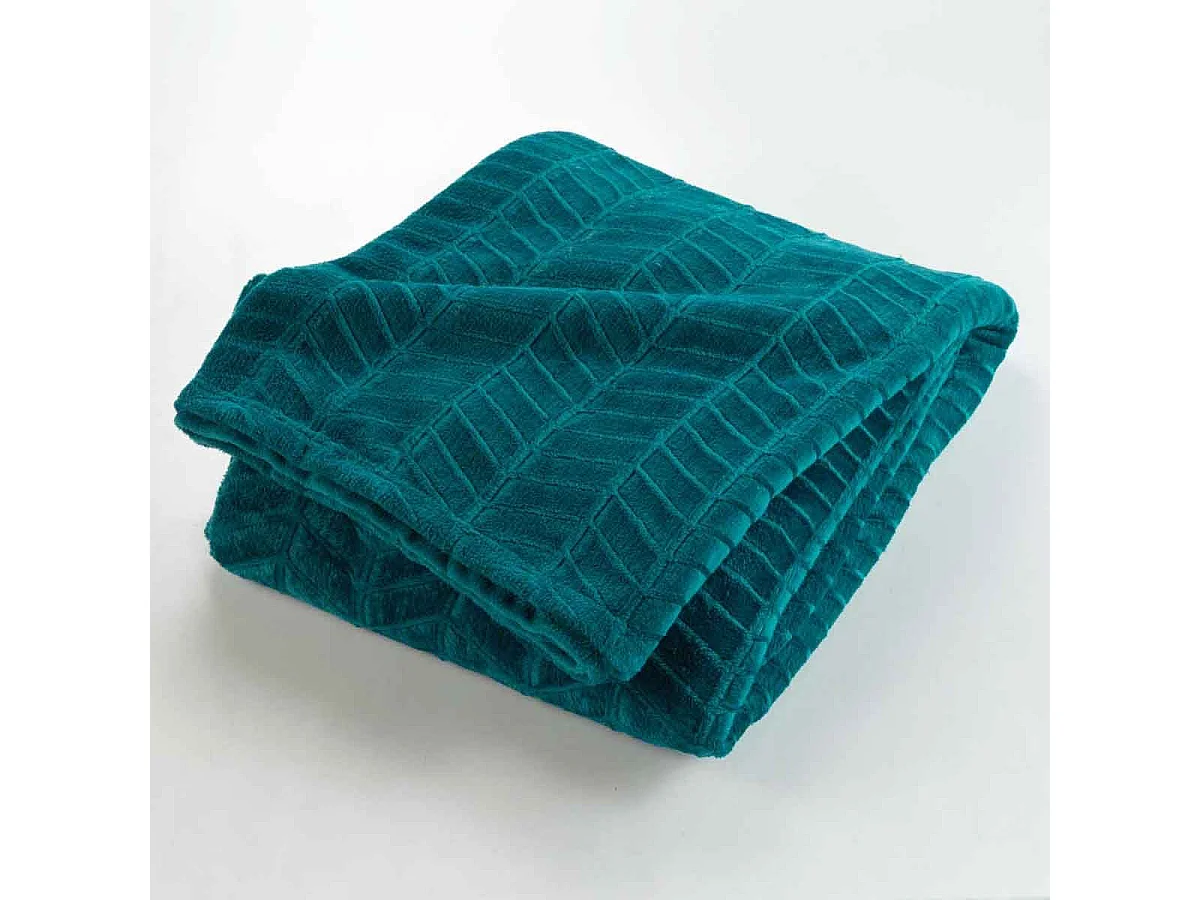 Plaid Flanelle Uni "Arya" 180x220cm Bleu