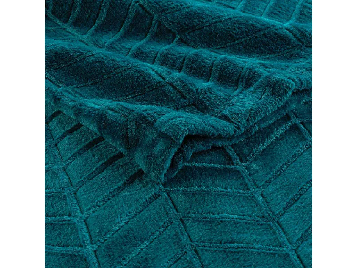 Plaid Flanelle Uni "Arya" 180x220cm Bleu