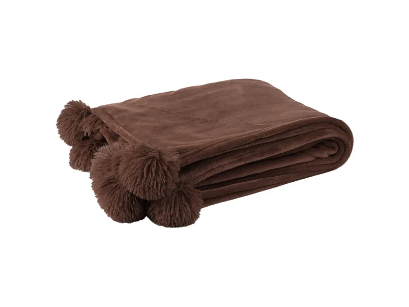Plaid à Pompons "Blanket" 130x170cm Marron