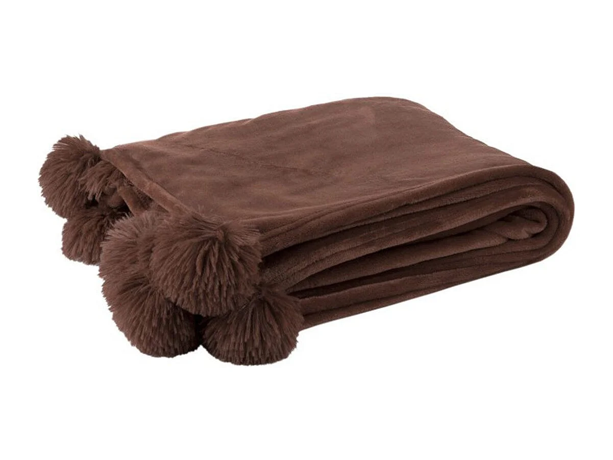 Plaid à Pompons "Blanket" 130x170cm Marron