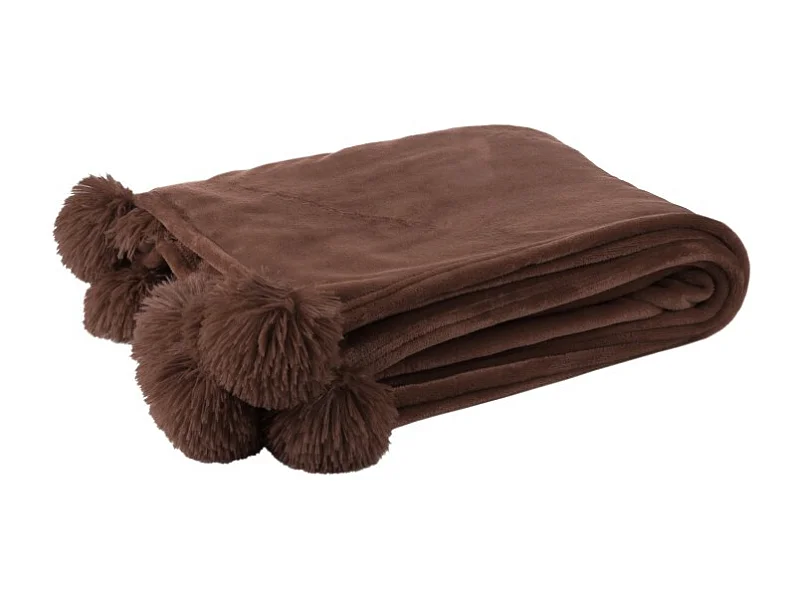 Plaid à Pompons "Blanket" 130x170cm Marron