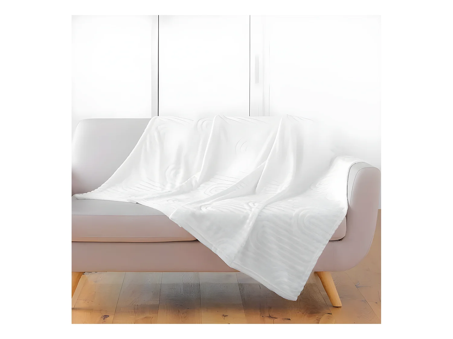 Plaid Flanelle Uni "Esquisse" 125x150cm Blanc
