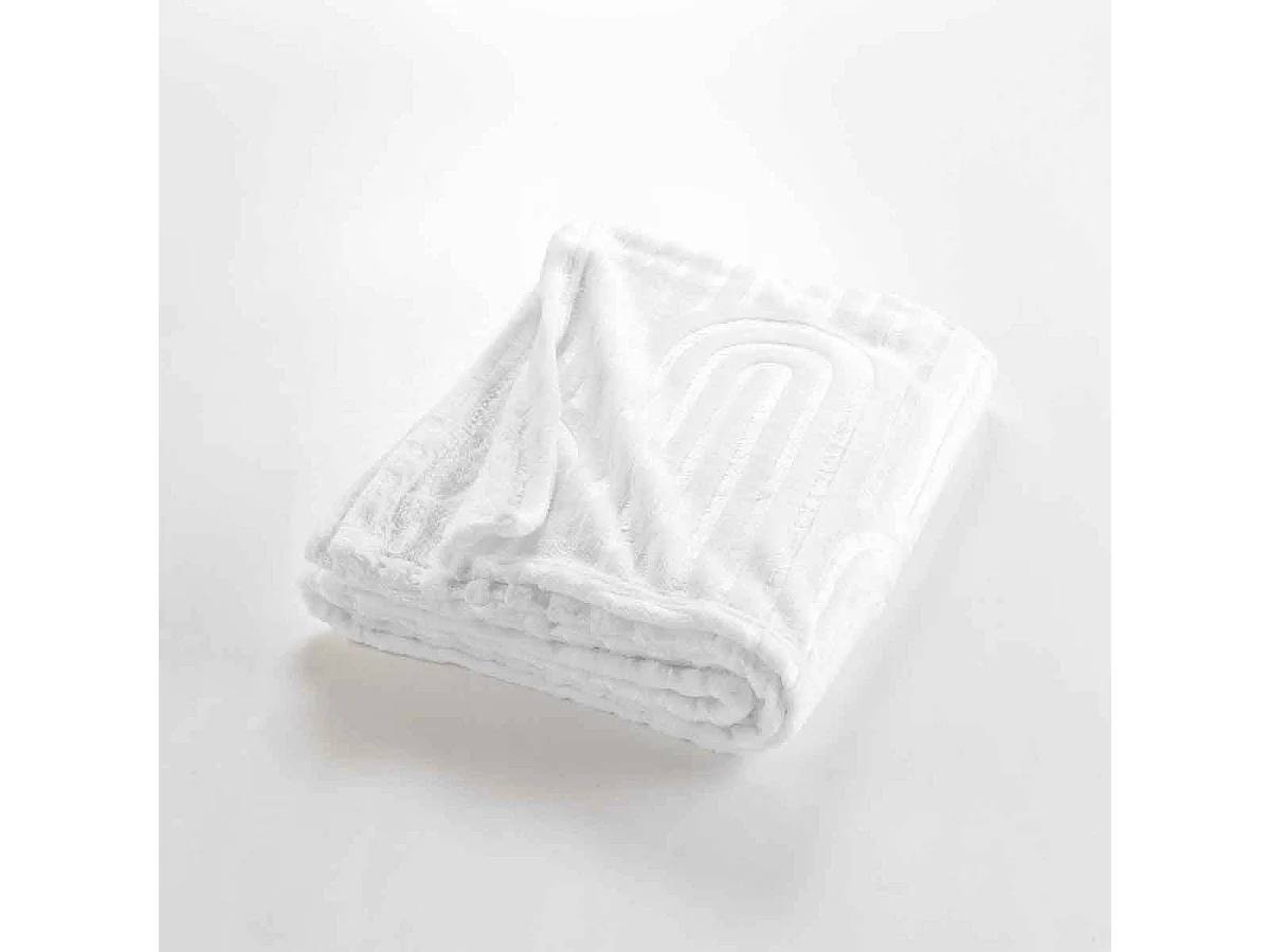 Plaid Flanelle Uni "Esquisse" 125x150cm Blanc