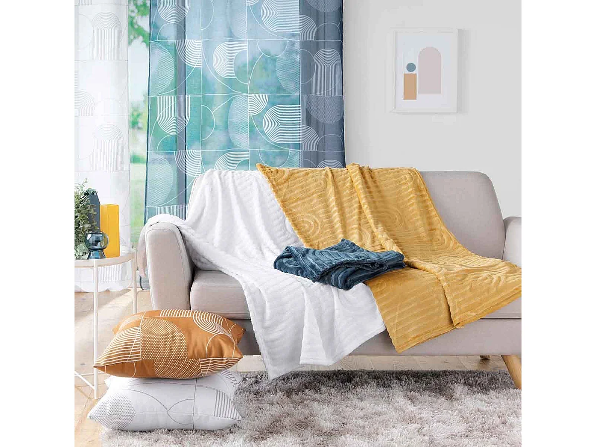 Plaid Flanelle Uni "Esquisse" 125x150cm Blanc