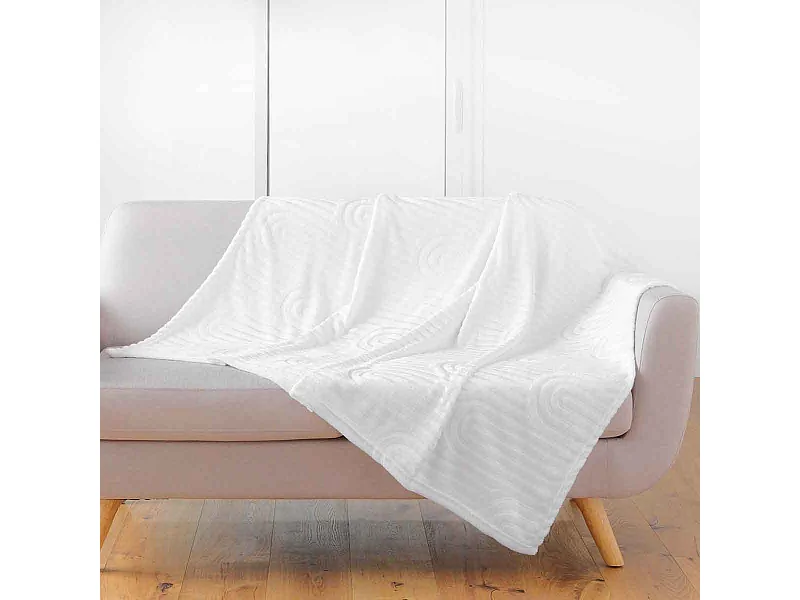 Plaid Flanelle Uni "Esquisse" 125x150cm Blanc