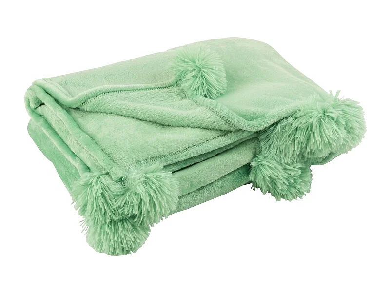 Plaid Déco à Pompons "Polyes" 130x170cm Vert Vif