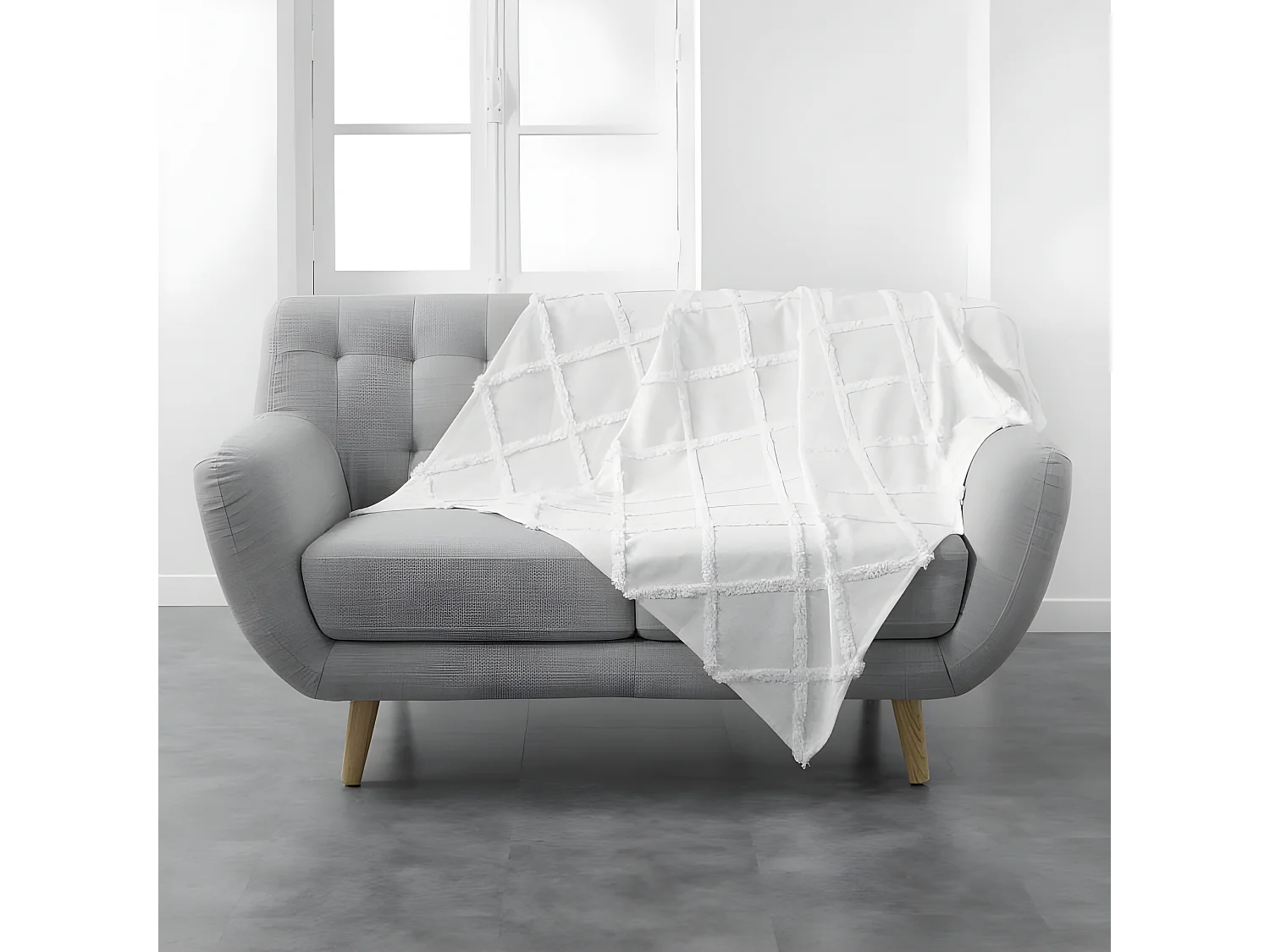 Plaid Uni en Coton "Calyssa" 125x150cm Blanc