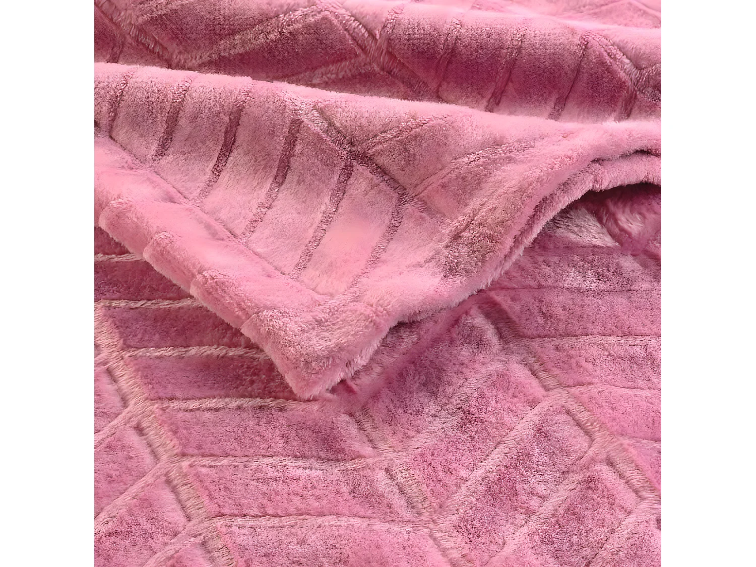 Plaid Flanelle Uni "Arya" 180x220cm Rose