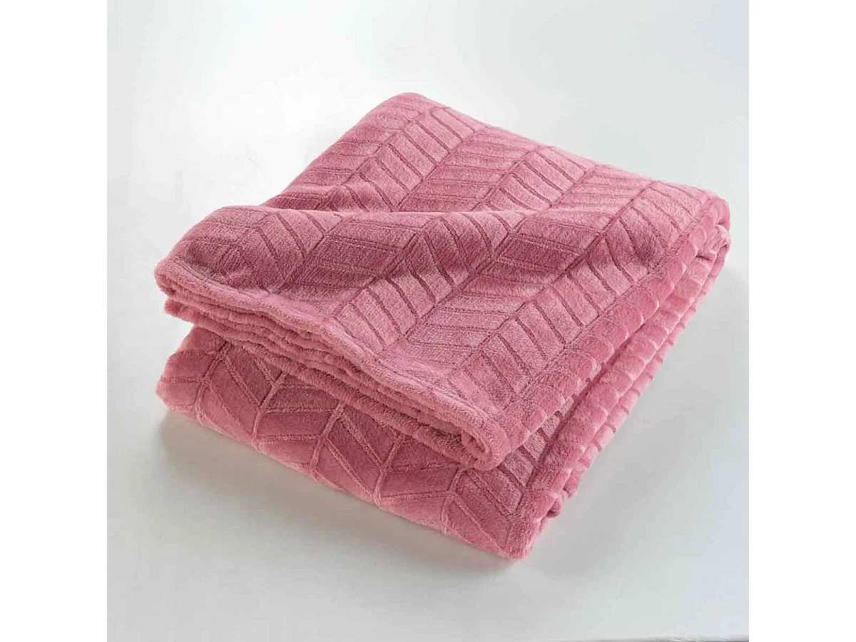 Plaid Flanelle Uni "Arya" 180x220cm Rose
