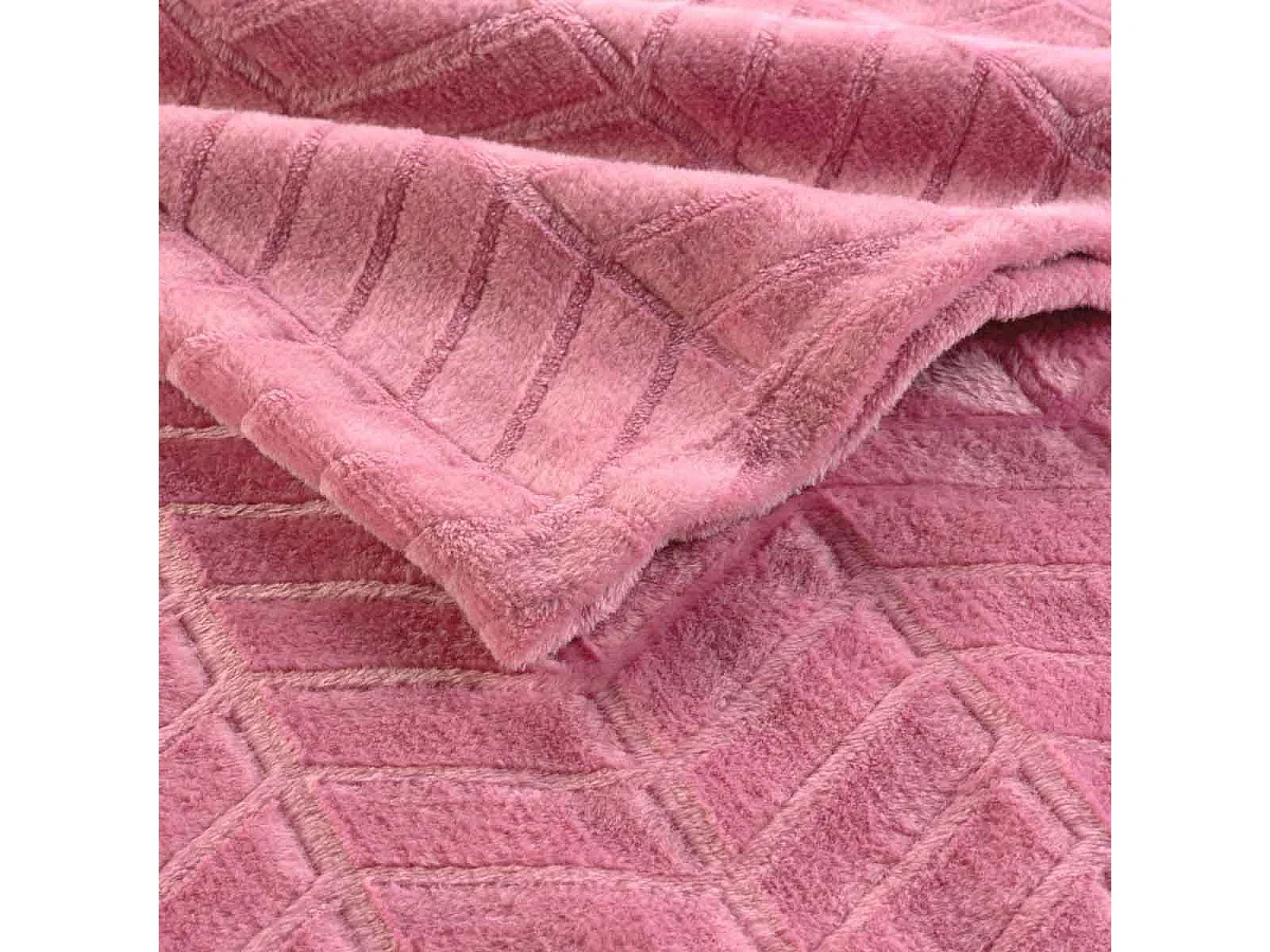 Plaid Flanelle Uni "Arya" 180x220cm Rose