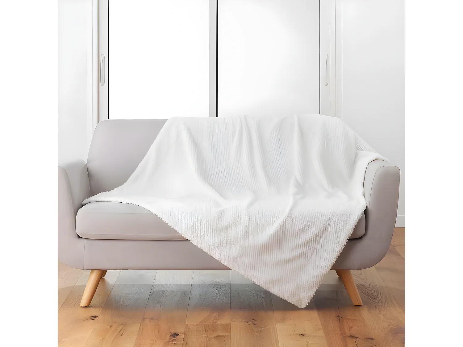 Plaid Imitation Fourrure "Icerbeg" 180x220cm Naturel