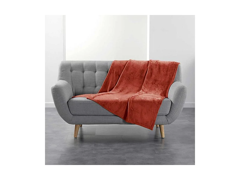 Plaid Uni en Flanelle "Flanou" 125x150cm Terracotta