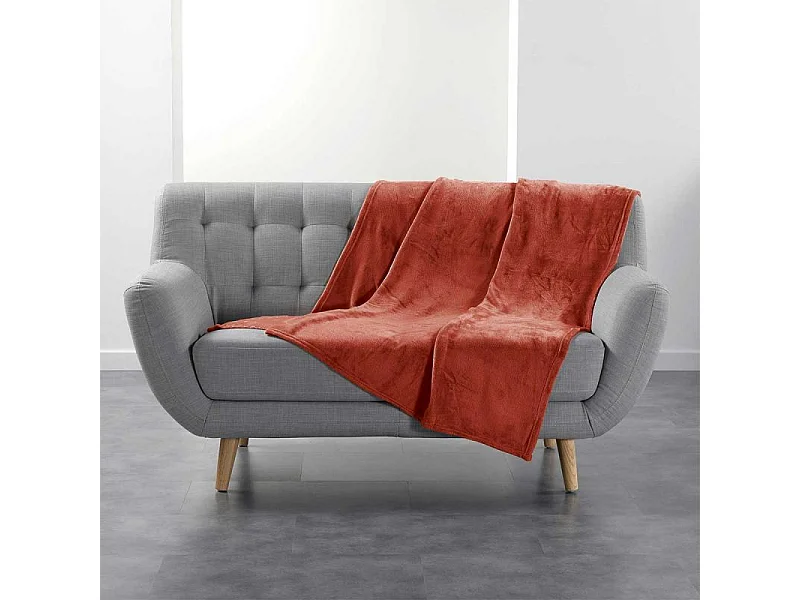 Plaid Uni en Flanelle "Flanou" 125x150cm Terracotta