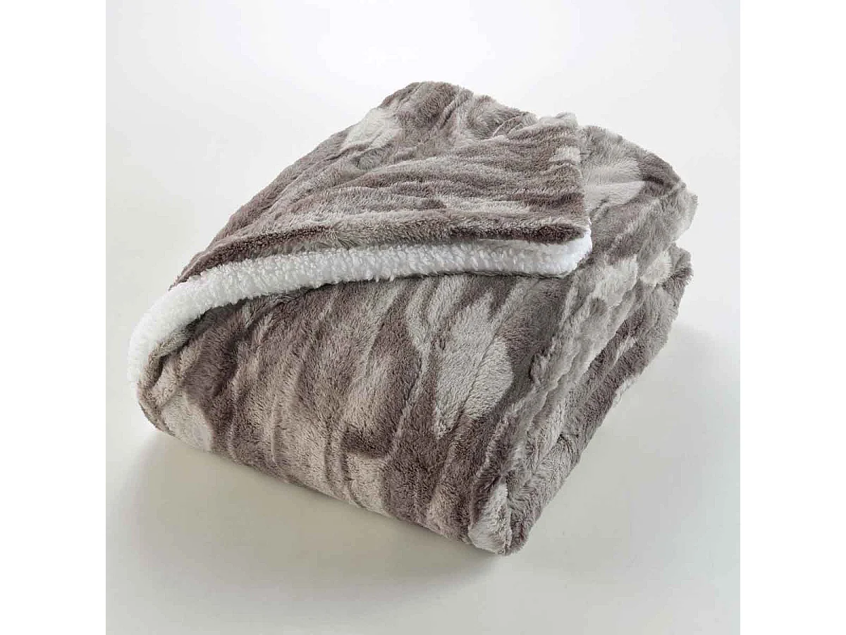 Plaid Imitation Fourrure "Caribou" 180x220cm Naturel