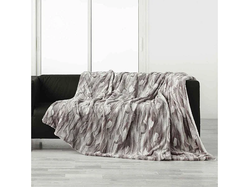 Plaid Imitation Fourrure "Caribou" 180x220cm Naturel