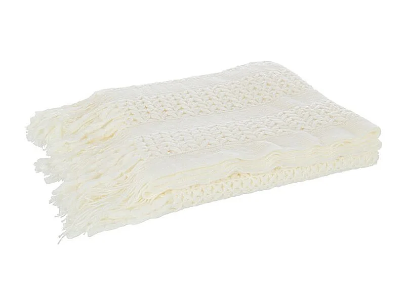Plaid Déco Tricot "Abby" 143x195cm Blanc