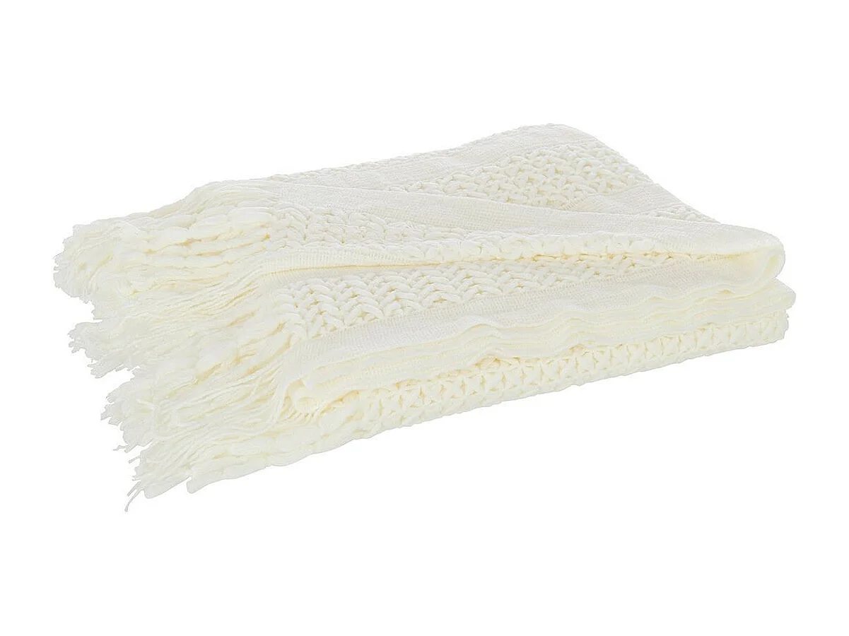 Plaid Déco Tricot "Abby" 143x195cm Blanc