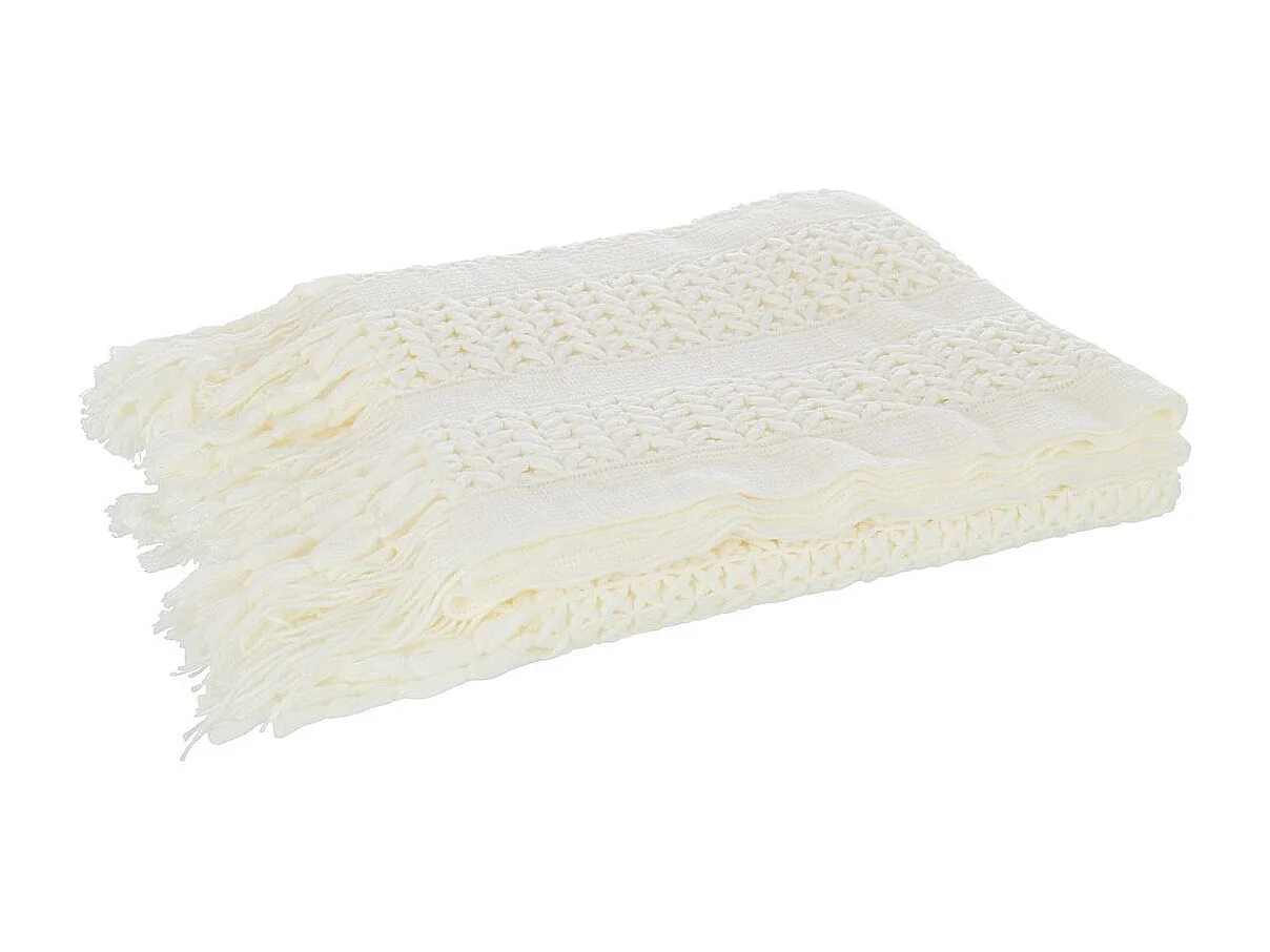 Plaid Déco Tricot "Abby" 143x195cm Blanc
