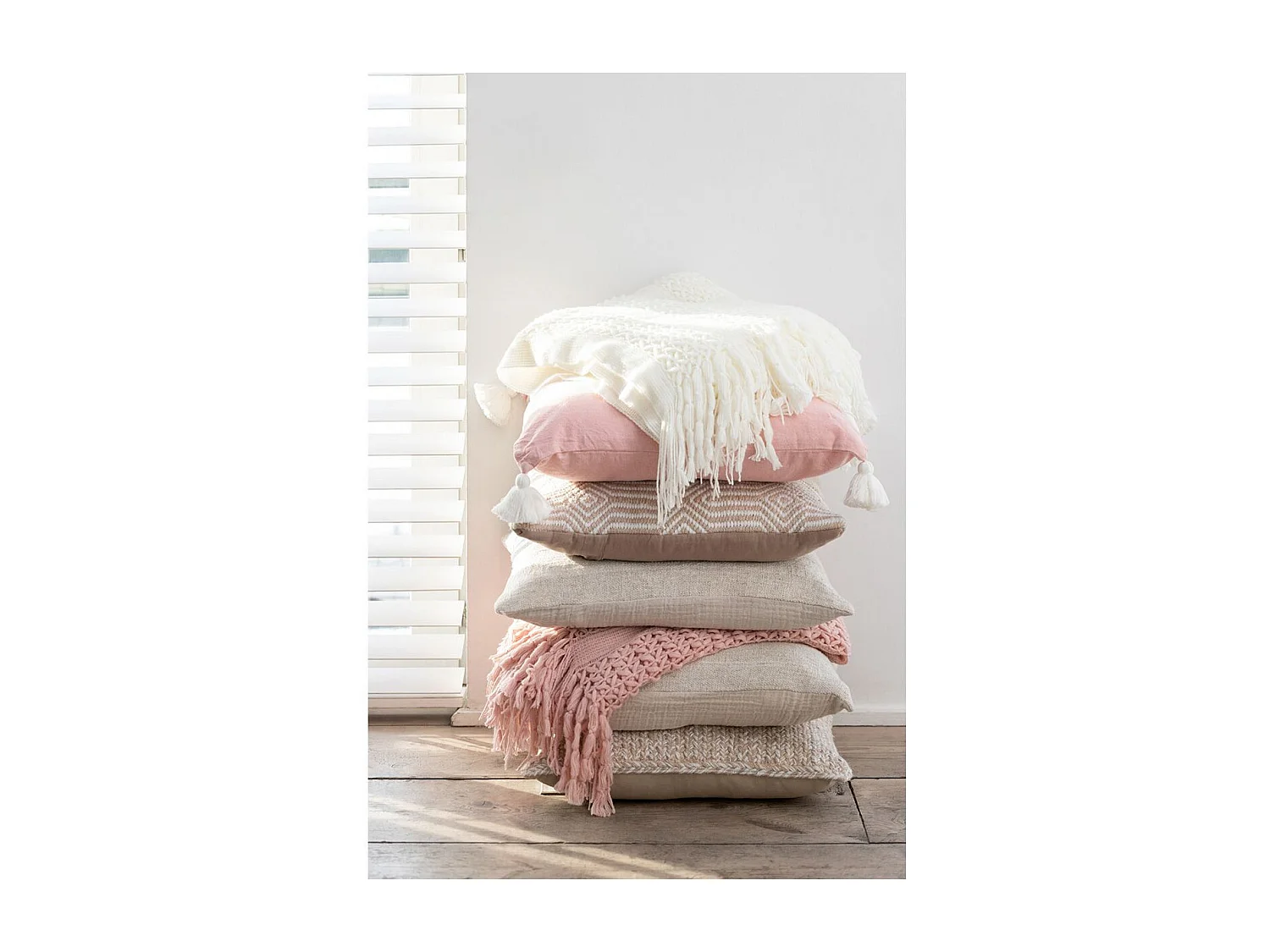 Plaid Déco Tricot "Abby" 143x195cm Blanc