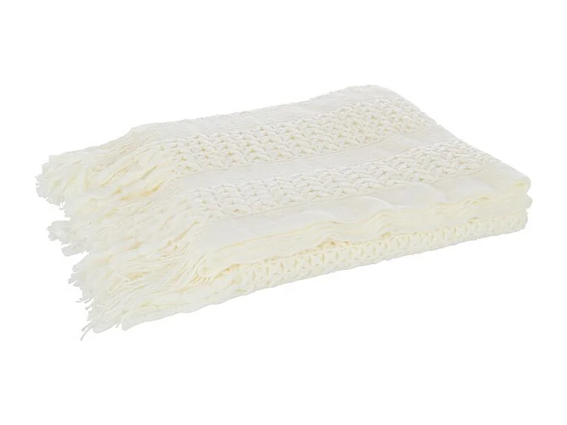Plaid Déco Tricot "Abby" 143x195cm Blanc
