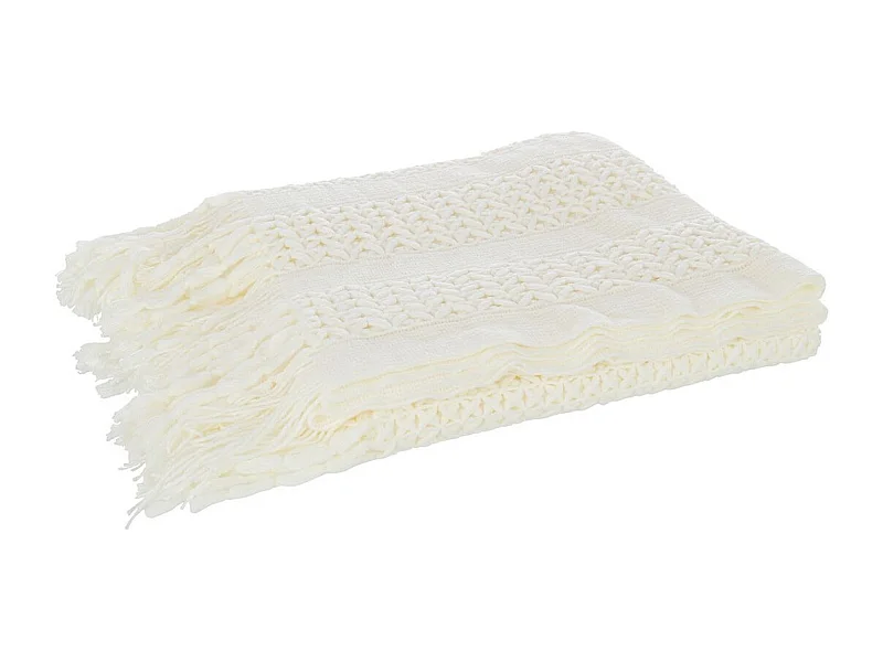 Plaid Déco Tricot "Abby" 143x195cm Blanc