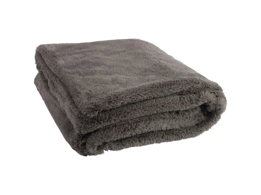 Plaid Imitation Fourrure "Cutie" 130x180cm Gris Foncé