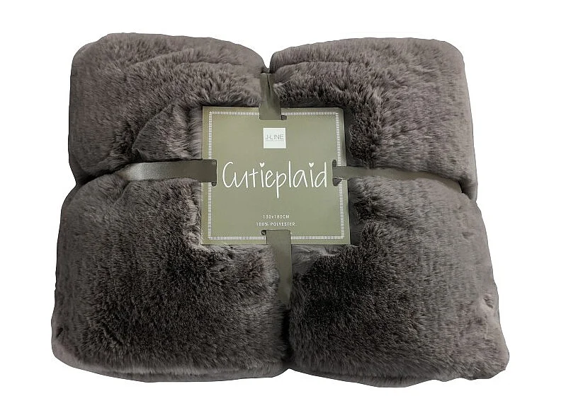 Plaid Imitation Fourrure "Cutie" 130x180cm Gris Foncé