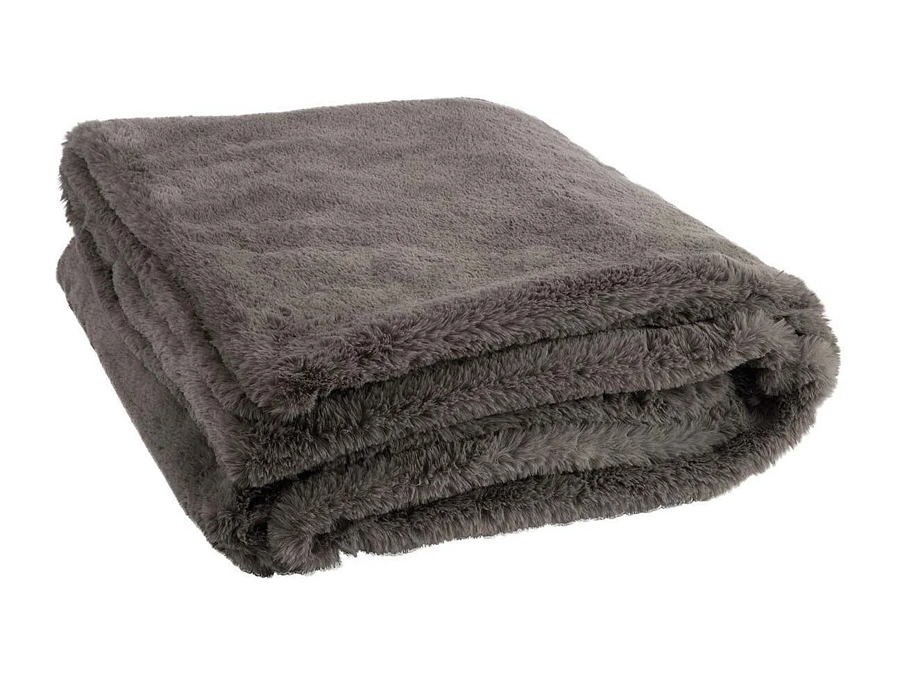 Plaid Imitation Fourrure "Cutie" 130x180cm Gris Foncé