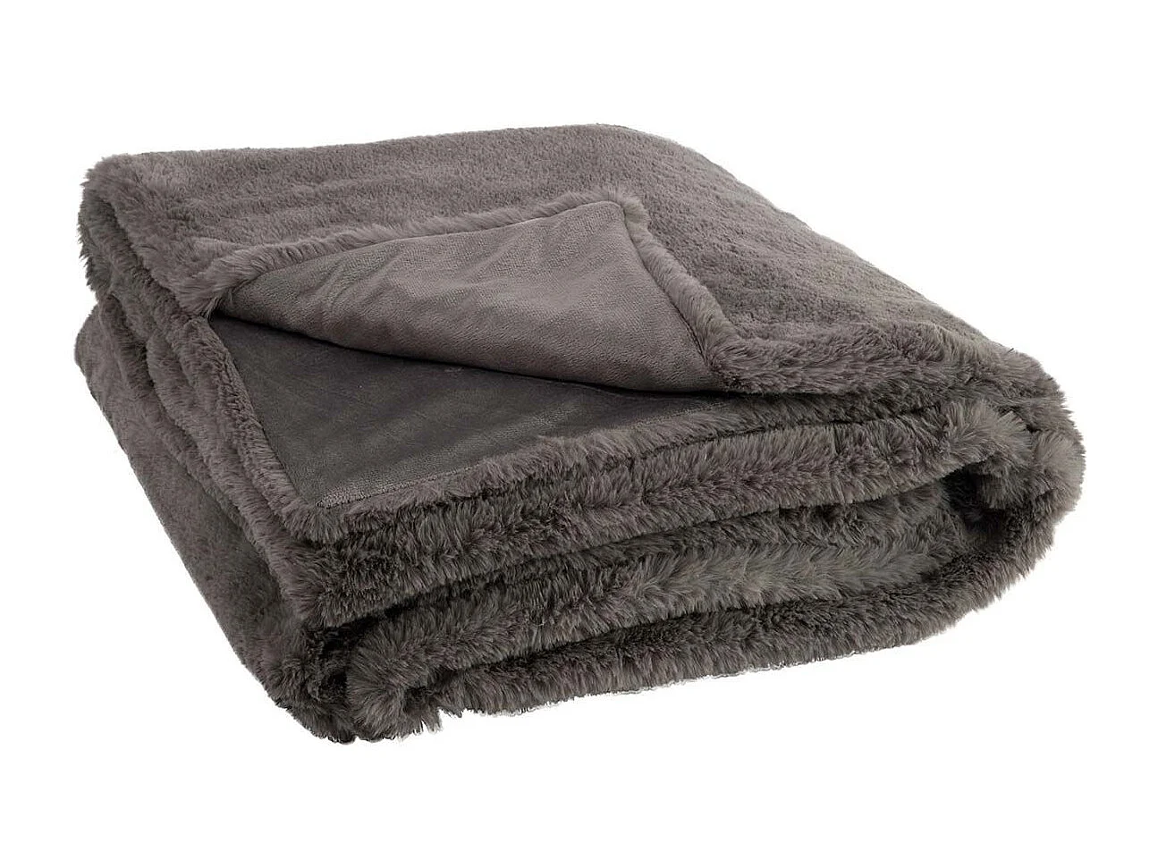 Plaid Imitation Fourrure "Cutie" 130x180cm Gris Foncé