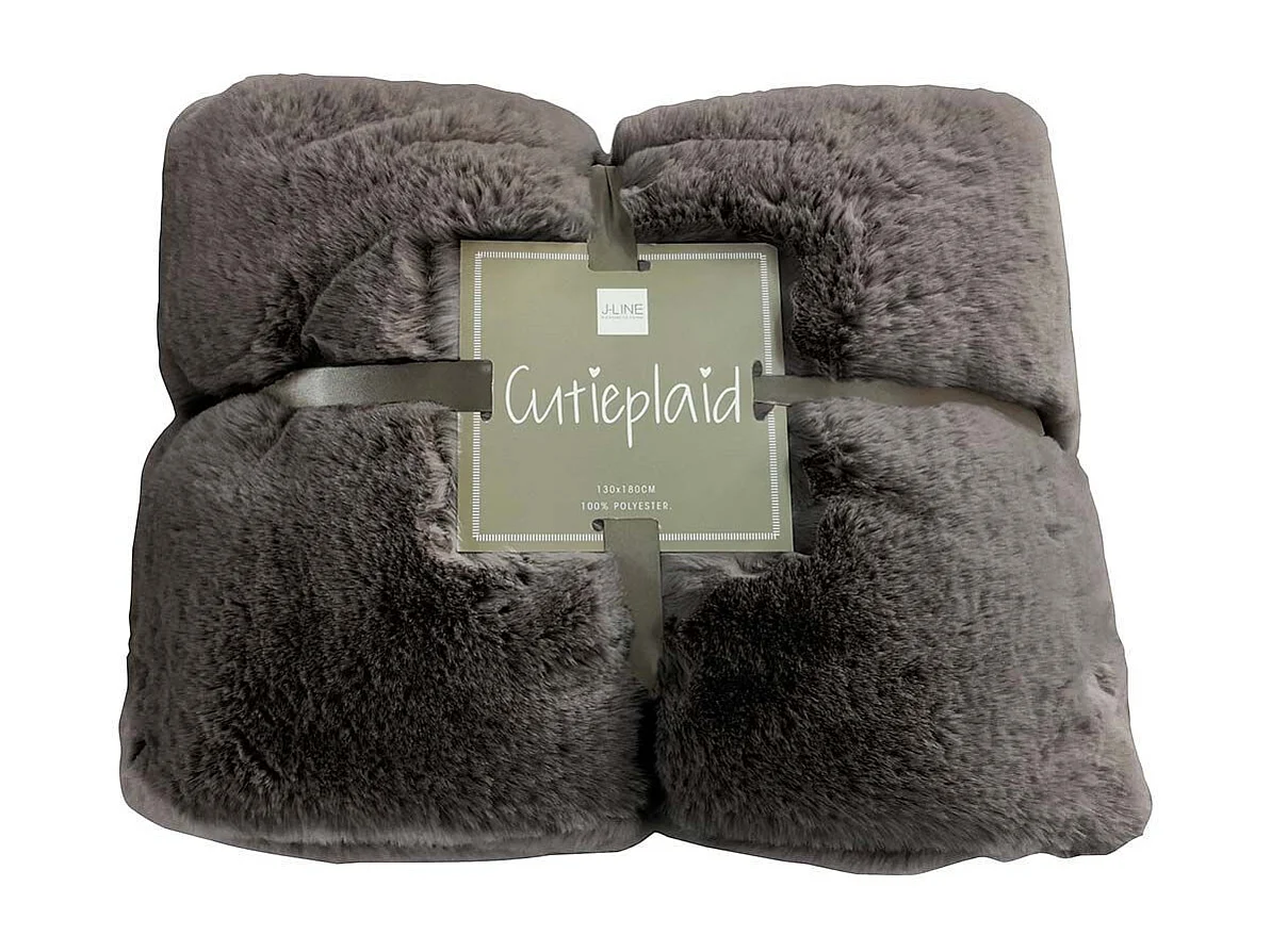 Plaid Imitation Fourrure "Cutie" 130x180cm Gris Foncé