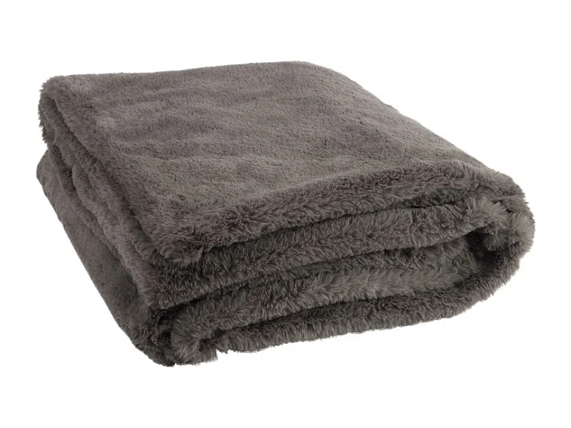 Plaid Imitation Fourrure "Cutie" 130x180cm Gris Foncé