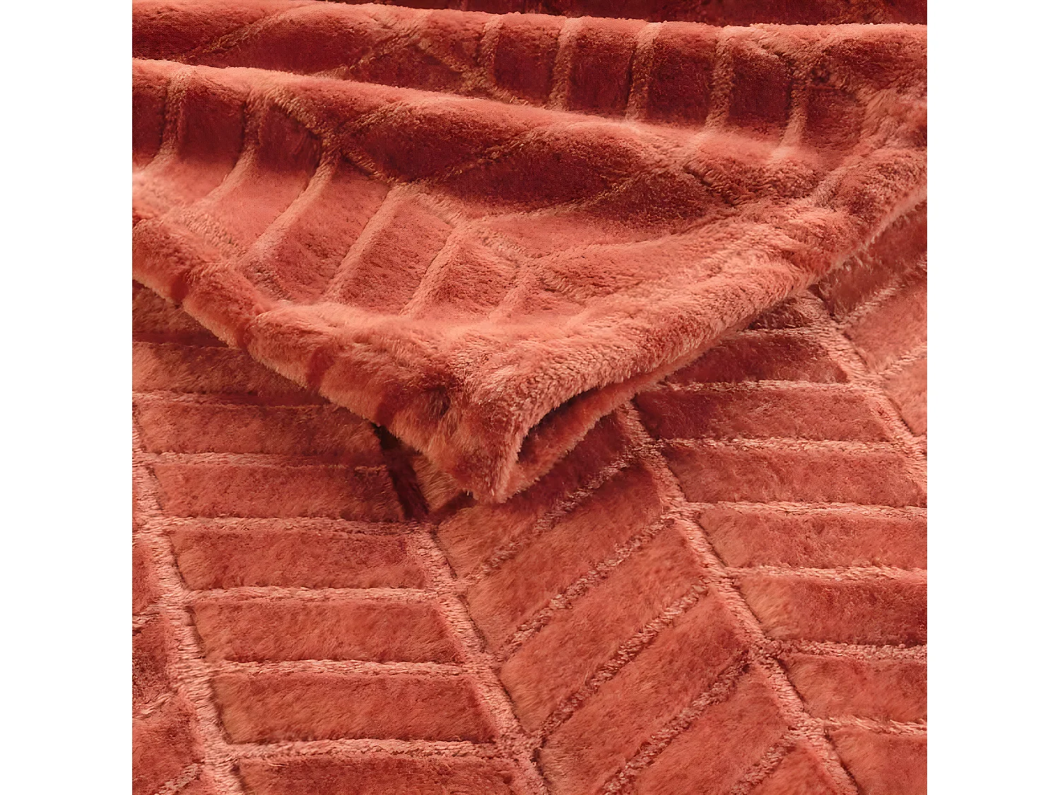 Plaid Flanelle Uni "Arya" 180x220cm Terracotta