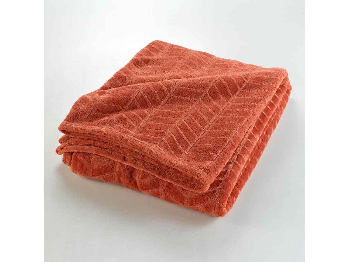 Plaid Flanelle Uni "Arya" 180x220cm Terracotta