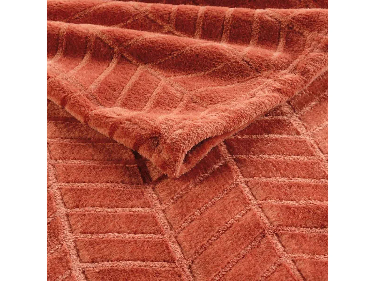 Plaid Flanelle Uni "Arya" 180x220cm Terracotta