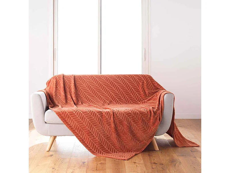 Plaid Flanelle Uni "Arya" 180x220cm Terracotta