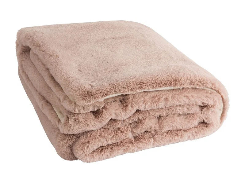 Plaid Imitation Fourrure "Cutie" 130x180cm Rose Poudré