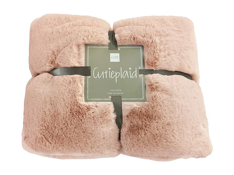 Plaid Imitation Fourrure "Cutie" 130x180cm Rose Poudré