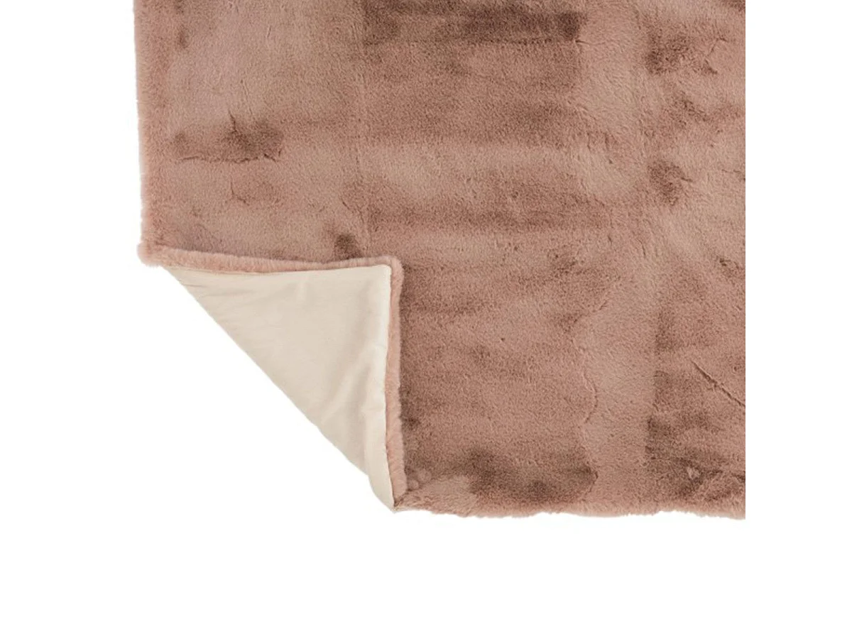 Plaid Imitation Fourrure "Cutie" 130x180cm Rose Poudré