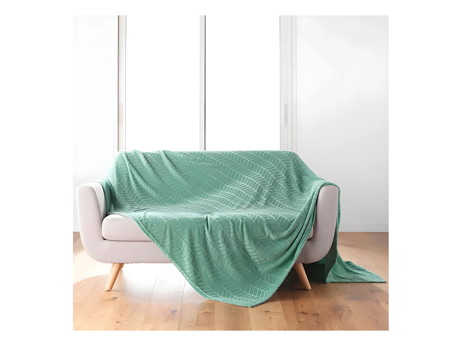 Plaid Flanelle Uni "Arya" 180x220cm Sauge