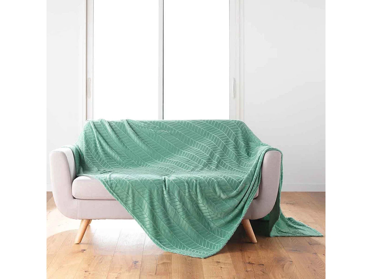 Plaid Flanelle Uni "Arya" 180x220cm Sauge