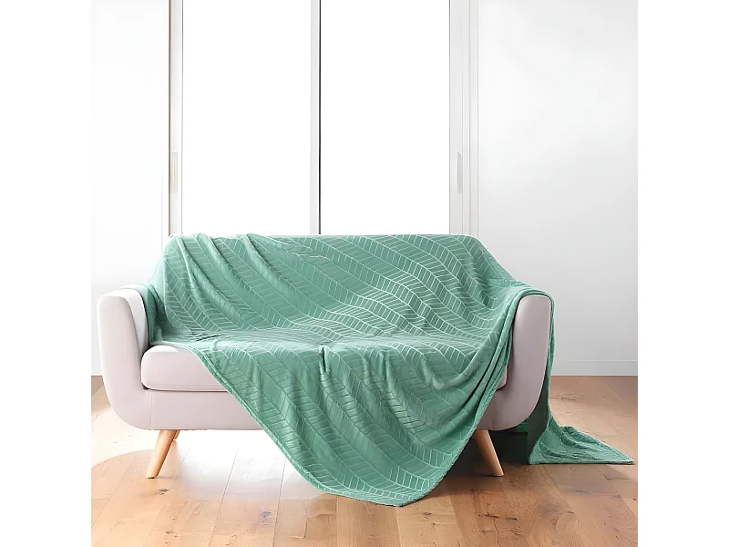 Plaid Flanelle Uni "Arya" 180x220cm Sauge