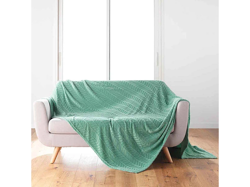 Plaid Flanelle Uni "Arya" 180x220cm Sauge