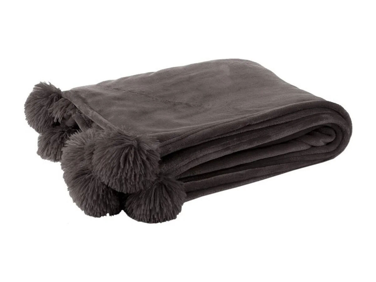 Plaid à Pompons "Blanket" 130x170cm Taupe