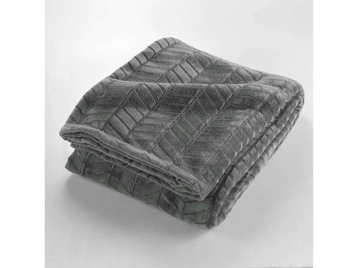 Plaid Flanelle Uni "Arya" 180x220cm Gris